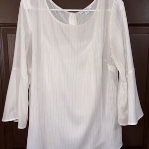 Roz & Ali White Pinstripe Blouse medium